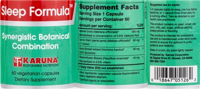 Sleep Formula label