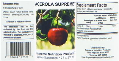 Acerola Supreme label