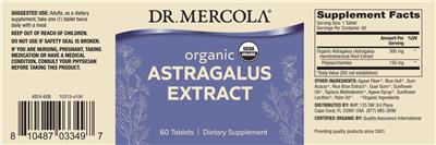 Organic Astragalus Extract label