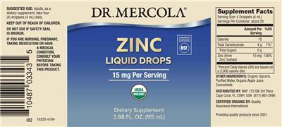Zinc Liquid Drops 15 mg label