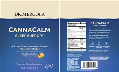 CannaCalm Sleep Support Natural Orange Flavor label