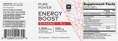 Energy Boost Ginseng + B12 label