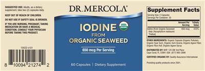Iodine from Organic Seaweed 650 mcg label