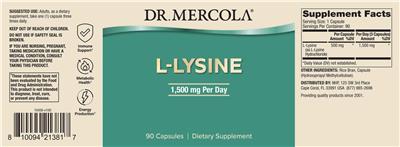 L-Lysine 1,500 mg label