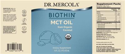 Biothin MCT Oil from Organic Coconut label