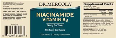 Niacinamide Vitamin B3 50 mg label