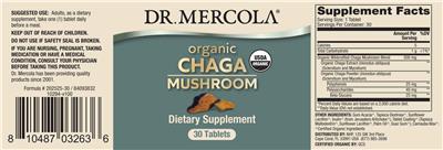 Organic Chaga Mushroom label
