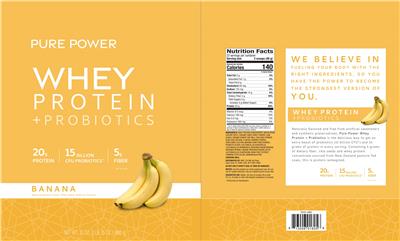 Whey Protein + Probiotics Banana label