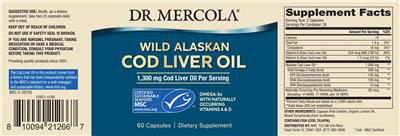 Wild Alaskan Cod Liver Oil 1,300 mg label