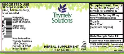Organic Maca Root label