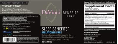 Sleep Benefits Melatonin Free label