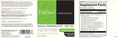 Mega Probiotic ND 50 label