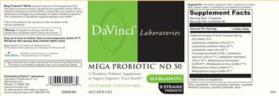 Mega Probiotic ND 50 label