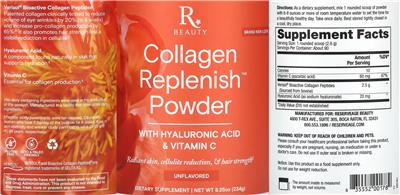 Collagen Replenish Powder Unflavored label