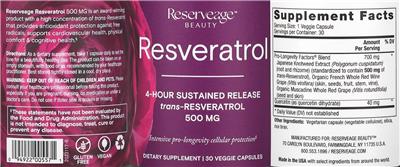 Resveratrol 500 mg label