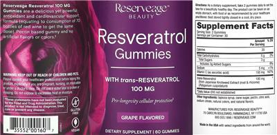 Resveratrol Gummies Grape Flavored label