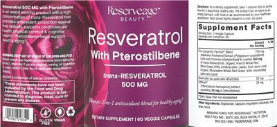 Resveratrol With Pterostilbene label