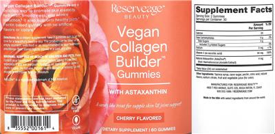 Vegan Collagen Builder Gummies Cherry Flavored label