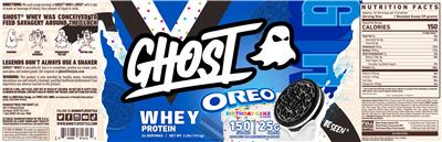 Whey Protein Oreo Birthday Cake Flavor label