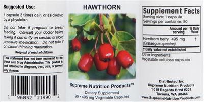 Hawthorn 495 mg label