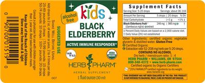 Kids Black Elderberry Alcohol Free label