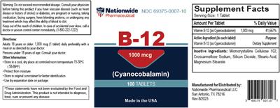 B-12 1000 mcg label