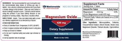 Magnesium Oxide 420 mg label