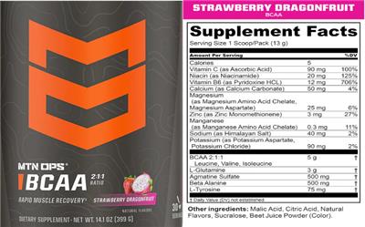 BCAA Strawberry Dragonfruit label