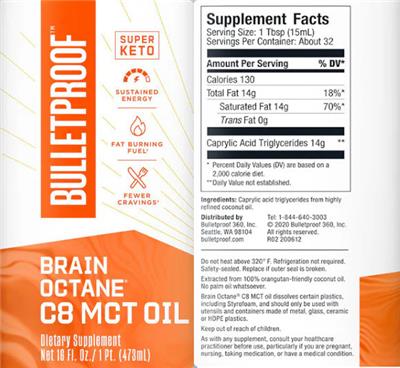 Brain Octane C8 MCT Oil label