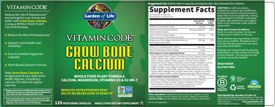 Grow Bone Calcium label