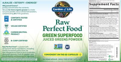 Raw Perfect Food label