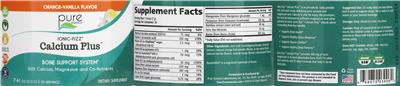 Calcium Plus Orange-Vanilla Flavor label
