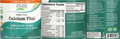 Calcium Plus Orange-Vanilla Flavor label