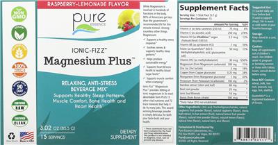 Magnesium Plus Raspberry-Lemonade Flavor label
