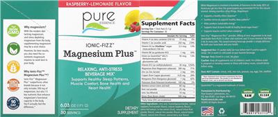 Magnesium Plus Raspberry-Lemonade Flavor label