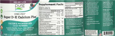 Super D-K Calcium Plus Mixed Berry Flavor label