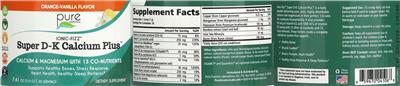 Super D-K Calcium Plus Orange-Vanilla Flavor label