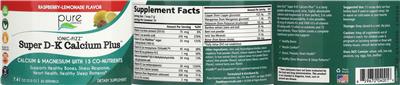 Super D-K Calcium Plus Raspberry-Lemonade Flavor label