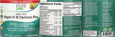 Super D-K Calcium Plus Raspberry-Lemonade Flavor label