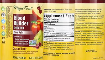 Blood Builder Liquid Iron Orchard Fruit label