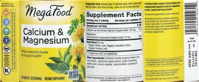 Calcium & Magnesium label