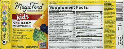 Kids One Daily label