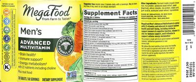 Men's Advanced Multivitamin label