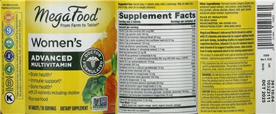 Women's Advanced Multivitamin label