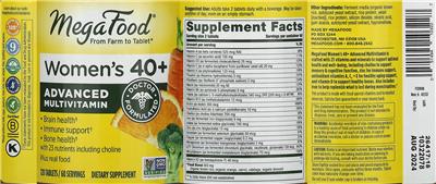 Women's 40+ Advanced Multivitamin label
