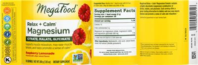 Relax + Calm Magnesium Raspberry Lemonade label