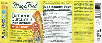 Turmeric Curcumin Extra Strength Whole Body label