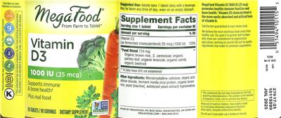 Vitamin D3 1000 IU (25 mcg) label