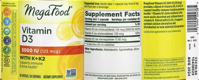 Vitamin D3 5000 IU (125 mcg) with K & K2 label