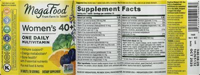 Women's 40+ One Daily Multivitamin label